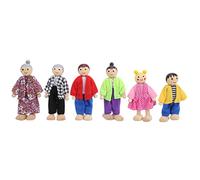 Flexible Limbs Soft Body Family Doll Figures for Stimulating Children's Creativity Dollhouse Accessory (6 Japanese and Korean puppets)