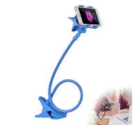 Flexible Long Arm Smartphone Holder for Desk & Bedhead - Adjustable Mobile Stand with Bedside Clip, Lazy Mount Bracket Clamp (Blue)