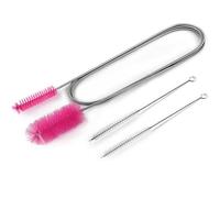 Flexible Long Drain Brush, Double Elastic Ended Nylon Cleaner Hose Tube Pipe Brush 67 inch Stainless Steel and 2 Pcs of 8 inch Straw Cleaning Brush (Red)