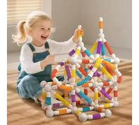 Flexible Magnetic Tube Block Pro Max, 186 Pieces Construction Building Set, Educational STEM Toy with Storage Box, Ages 3+, Colorful Connecting Tubes and Spheres