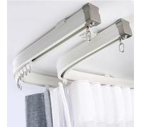 Flexible Metal Curtain Track - Double Rail for Curved L & U Shape Curtains - Adjustable Wall Mount 4.3m Support for Windows & Shower Curtains - 427cm Length