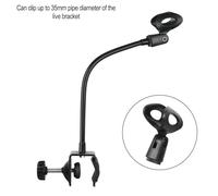 Flexible Mic Gooseneck Stand with Desk Clamp for Radio Broadcasting, Studio, Live Streaming - 28-40mm Microphone Holder, ABS Material, Black