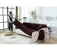 Flexible One Piece Sofa Slipcover Elastic Non Slip Loveseat Cover Solid Color Fur Protector for Living Room Furniture Fits 92" 118" Couches Easy to Install