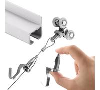 Flexible Picture Hanging System with Pulley & Wire 70in Art Display Rail Set for Home Office Cafe Wall Decor Supports 66 lbs Includes 2.5m Cable for Easy Photo Hanging