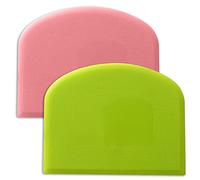Flexible Plastic Dough Cutter Scraper Kitchen Tool for Baking Bread Cake Decoration Pizza Pastry Butter Cream Smoother Shape Spatulas Bakeware Home Using Premium Food Grade (Set of Green & Pink)