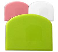 Flexible Plastic Dough Cutter Scraper Kitchen Tool for Baking Bread Cake Decoration Pizza Pastry Butter Cream Smoother Shape Bakeware Home Using Premium Food Grade (Bundle of Green Pink & White)