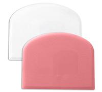 Flexible Plastic Dough Cutter Scraper Kitchen Tool for Baking Bread Cake Decoration Pizza Pastry Butter Cream Smoother Shape Spatulas Bakeware Home Using Premium Food Grade (Set of Pink & White)