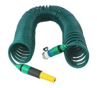 Flexible Plastic Retractable Water Hose with Quick Connect and Adjustable Spray Head Designed for Garden Watering and Car Washing, Tap Connector, Available in 3 Lengths (10M)