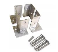 Flexible Post Base for Wood to Concrete, Sturdy Stainless Bracket Anchor for Mailbox and Patio Fence, Protects Deck Railing from Lawnmower Damage