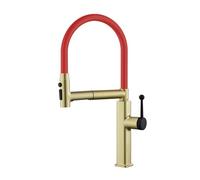 Flexible Pull Down Kitchen Faucet - Brushed Stainless Steel Swan Neck Tap with 3 Function Sprayer - Modern Sink Mixer for Effortless Cleaning and Style