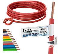 Flexible PVC Cable - H07V-K 2.5 mm² - Colour: Red - Various Lengths Available in 5 Metre Steps, Length: 100 m 2.5 mm²