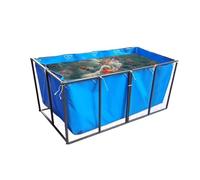 Flexible PVC Canvas Fish Pond Liner Large Temporary Holding Tank with Fixing Pull Rings for Swimming Feeding Outdoor Pond