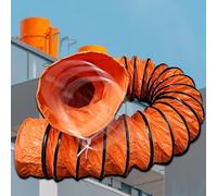 Flexible PVC Ducting Hose with Adjustable Rope and D-Shaped Rings for Exhaust Fan Support - 1-20m Length(L2mxID150mm)