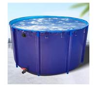 Flexible PVC Fish Pond with Steel Frame, Above Ground Round Outdoor Pool, Foldable Canvas Liners for Koi Holding Tank Water Storage (680L Capacity)