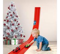 Flexible Race Track Toys for Kids: 16.4 Ft Starter Set Flex Race Car Ramp Track with Strong Suction Cups - Rolls Up Portable DIY Racetrack Compatible with Diecast 1/64th Cars Model