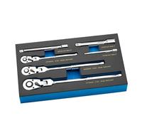 Flexible Ratchet Wrench Set - 180° Adjustable Combination Spanner, with Extension Rod | Quick Release Button Wrench, 1/4", 3/8", 1/2" Drive, 72 Teeth, Extendable Ratchet