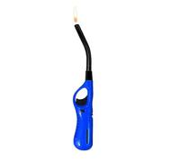 Flexible Refillable Candle Lighter - Long Bendy Nozzle Butane Gas Lighter for Candles, BBQ, Grill, Fireplace & Kitchen - Adjustable Windproof Flame, Safety Lock, Ergonomic Handle, Reusable (BLUE)