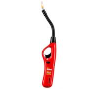 Flexible Refillable Candle Lighter-Long Bendy Nozzle Butane Gas Lighter for Candles, BBQ, Grill, Fireplace & Kitchen - Adjustable Windproof Flame, Safety Lock, Ergonomic Handle, Reusable (Red)