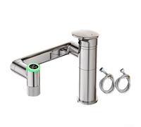 Flexible Rotating Basin Faucet With Real Time Temp Display Dual Spray And Stream Modes Solid Brass Construction Leak Proof Valve Black(Silver)
