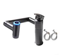 Flexible Rotating Basin Tap With Real Time Temp Monitor Dual Spray Stream Modes Brass Construction Black Color(gray)