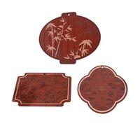 Flexible Rubber Coasters Set Traditional Chinese Designs Nonslip Surfaces Mat for Beverages Hot Dishes Cup Pad Chinese Styles Nonslip Coasters