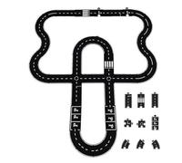 Flexible Rubber Road Puzzle Track Pieces, Expressway Circuit Set Toy, Indestructible Waterproof Modular Puzzle Car Highway Tracks, for Kids Outdoor Indoor 12pcs