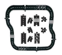Flexible Rubber Road Puzzle Track Pieces, Expressway Circuit Set Toy, Indestructible Waterproof Modular Puzzle Car Highway Tracks, for Kids Outdoor Indoor 24pcs