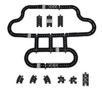 Flexible Rubber Road Puzzle Track Pieces, Expressway Circuit Set Toy, Indestructible Waterproof Modular Puzzle Car Highway Tracks, for Kids Outdoor Indoor 12pcs