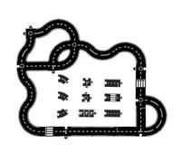 Flexible Rubber Road Puzzle Track Pieces, Expressway Circuit Set Toy, Indestructible Waterproof Modular Puzzle Car Highway Tracks, for Kids Outdoor Indoor 12pcs