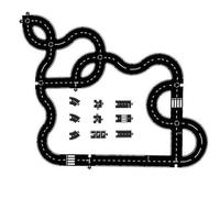 Flexible Rubber Road Puzzle Track Pieces, Expressway Circuit Set Toy, Indestructible Waterproof Modular Puzzle Car Highway Tracks, for Kids Outdoor Indoor 12pcs