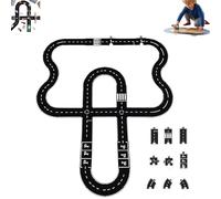 Flexible Rubber Road Puzzle Track Pieces,Flexible Expressway Circuit Set Toy,Indestructible Waterproof Modular Puzzle Car Highway Tracks,Christmas Montessori Gift for Indoor Outdoor Car-Loving Kids