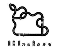 Flexible Rubber Road Puzzle Track Pieces, Flexible Expressway Circuit Set Toy, Indestructible Waterproof Modular Puzzle Car Highway Tracks, Indoor Outdoor Toy Gifts