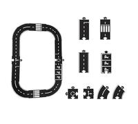 Flexible Rubber Road Puzzle Track Pieces, Flexible Expressway Circuit Set Toy, Waterproof Indestructible Modular Puzzle Expressway Circuit, Montessori for Kids (16pc)