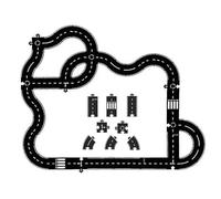 Flexible Rubber Road Puzzle Track Pieces, Flexible Expressway Circuit Set Toy, Waterproof Modular Highway, DIY Car Playset for Indoor Outdoor Bath, Montessori Gift for Kids Toddlers (41Pcs)