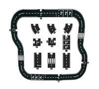 Flexible Rubber Road Puzzle Track Pieces, Flexible Expressway Circuit Set Toy, Waterproof Modular Highway, DIY Car Playset for Indoor Outdoor Bath, Montessori Gift for Kids Toddlers (24Pcs)