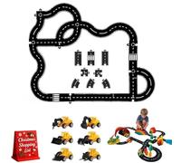 Flexible Rubber Road Puzzle Track Pieces, Indestructible Car Highway Tracks for Kids, Bendable Modular Expressway Circuit Toy Set, Indoor Outdoor Montessori Gift for Boys Girls