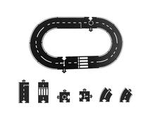 Flexible Rubber Road Puzzle Track Pieces, Interlocking Car Highway Toy Set for Kids, Waterproof Durable Indoor Outdoor Roadway for Toy Cars, Travel Toys for Boys Girls, Creative Gift