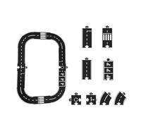 Flexible Rubber Road Puzzle Track Pieces, Waterproof Indestructible Modular Expressway Circuit Set, Flexible Puzzle Car Highway Tracks for Kids Indoor & Outdoor Play (16pcs)