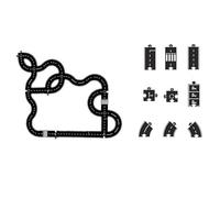 Flexible Rubber Road Puzzle Track Pieces, Waterproof Indestructible Modular Expressway Circuit Set, Flexible Puzzle Car Highway Tracks for Kids Indoor & Outdoor Play (50pcs(a))