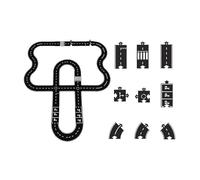 Flexible Rubber Road Puzzle Track Pieces, Waterproof Indestructible Modular Expressway Circuit Set, Flexible Puzzle Car Highway Tracks for Kids Indoor & Outdoor Play (40pcs)