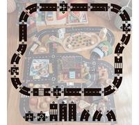 Flexible Rubber Road Puzzle Track Pieces, Waterproof Indestructible Modular Expressway Circuit Set Toy, Montessori For Kids’ Indoor & Outdoor Play(24 pieces)