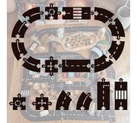 Flexible Rubber Road Puzzle Track Pieces, Waterproof Indestructible Modular Expressway Circuit Set Toy, Montessori For Kids’ Indoor & Outdoor Play(12 pieces)