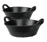Flexible Rubber Skip Feed Bucket Feeder Trough with Integrated Handles - 11L - Black (Pack of 2 Skip Feeds)