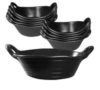 Flexible Rubber Skip Feed Bucket Feeder Trough with Integrated Handles - Pack of 10 Skip Feeds - 11L - Black