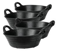 Flexible Rubber Skip Feed Bucket Feeder Trough with Integrated Handles - Pack of 4 Skip Feeds - 11L - Black