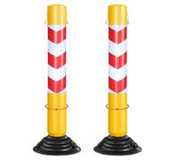 Flexible Safety Bollard Post with Reflective Strip & Rubber Base, 30" Traffic Delineator Post, Heavy-Duty Parking Barrier for Driveway, Parking Lot, Construction Zones(2pcs)