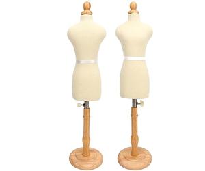 Flexible Sewing Female Dress Form, Mannequin Torso with Stand for Dress Jewelry Display, Height Adjustable From, Solid Wooden Frame (Type 1)