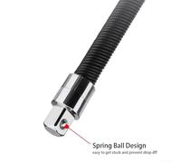 Flexible Shaft Extension Bar 1/4 Inch Drive Adapter for Socket Wrenches, 360° Rotation with Anti-Seizure Ball, Spring Technology Support, Polished Chrome