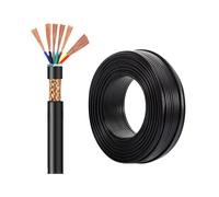 Flexible Shielded Signal and Control Cable, RVVP Shielded Cable 6 Core Flexible Copper Signal Wire EMI Shielding 0.5-2.5mm²(100ft,0.5mm2-6c)