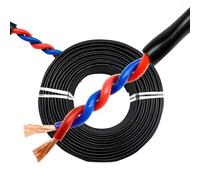 Flexible Shielded Signal and Control Cable, RVVS 2-Core Twisted Cable 0.5-1.5mm² Pure Copper 300V Power Control Signal Outdoor(320ft,1.0mm²)